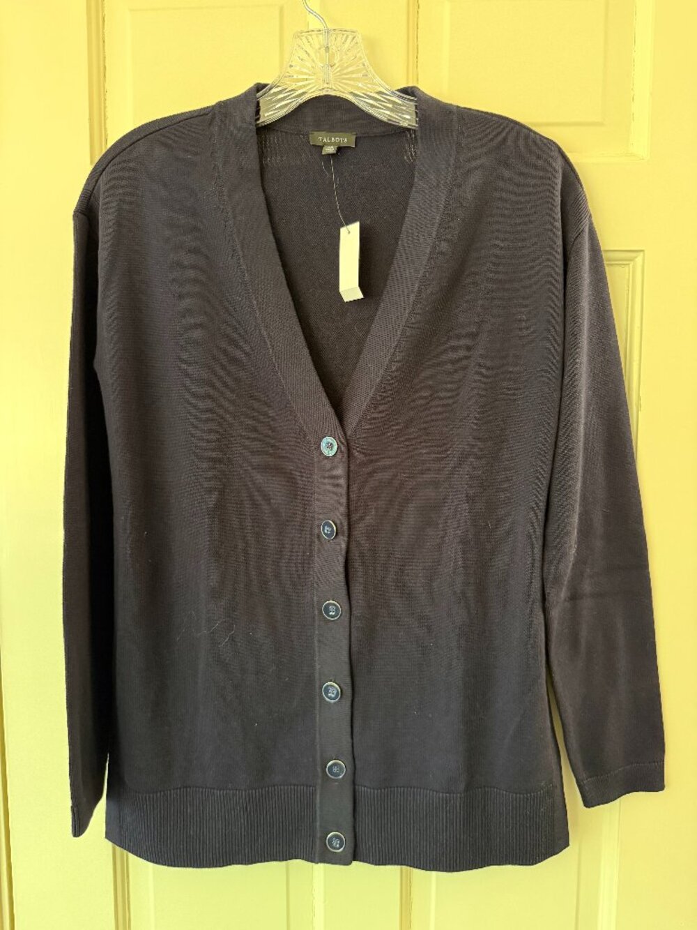 NWT Talbots Girlfriend V Neck cotton sweater Navy Sz XS